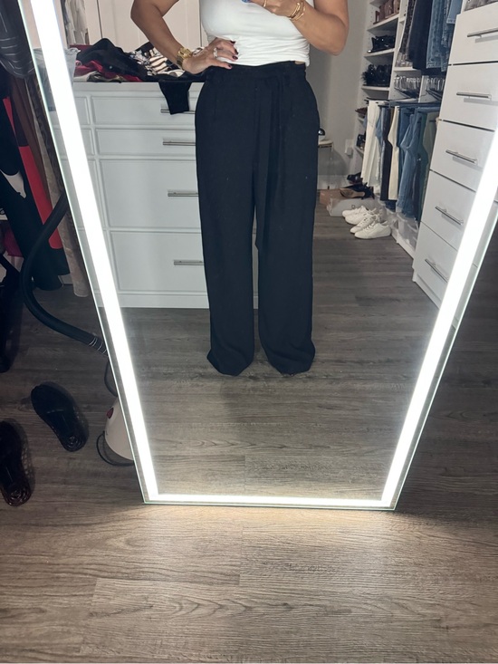 Express Pants - Express Black High-Rise Wide-Leg Pants with Tie Waist